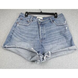 Abercrombie & Fitch The Dad Shorts High Rise Womens 32/14 Blue Wash Curve Love